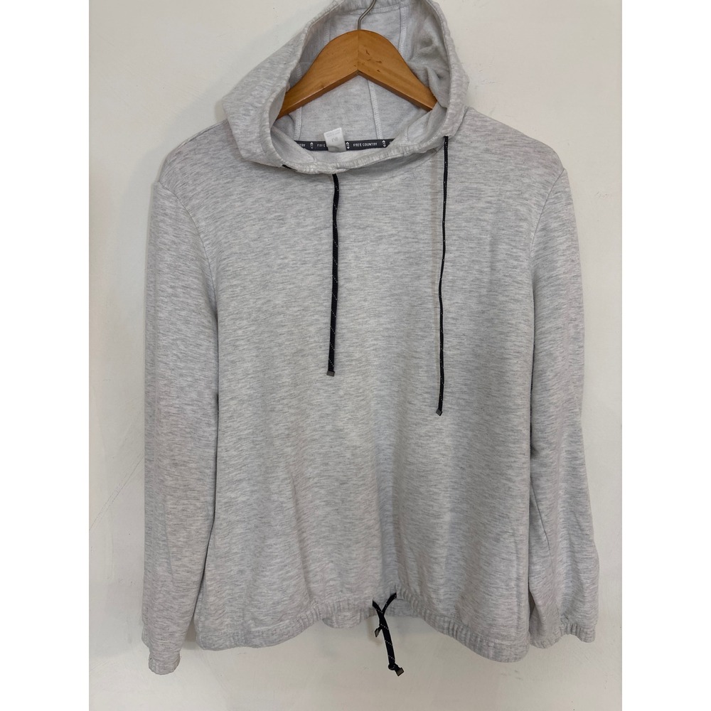 Free Country Womens Heather Gray Drawstring Hem Hoodie Sweatshirt Size Large